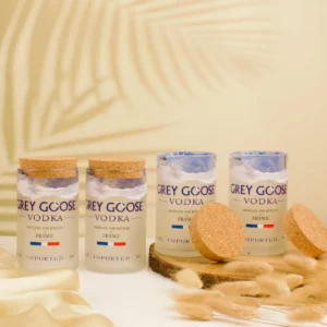 Grey Goose Top Cut Bottle Jars With Cork Lids