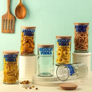 Absolut Vodka Top Cut Bottle Jars With Cork Lids