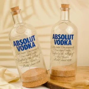 Absolut Vodka Bottom Cut Bottle Jars With Cork Lids